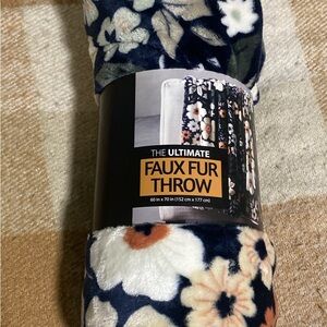 Floral Faux Fur Throw Blanket